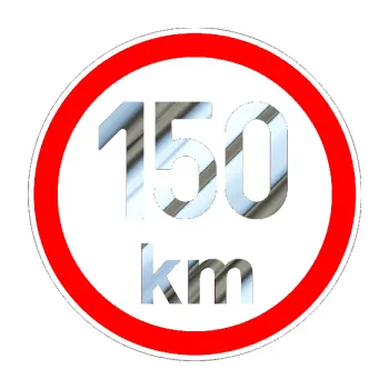 samolepka Maximální rychlost 150km - nejvyšší konstrukční rychlost (80 - chrom fólie stříbrná zrcadlová) SAMOLEPKA NA AUTO, NÁLEPKA, FÓLIE, POLEP, TUNING, VLASTNÍ TEXT, TISK, AUTOSAMOLEPKY.cz, POLEPY, OBRÁZEK, LOGO, 3D STICKERS