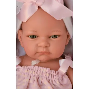 Panenka Realistické miminko - holčička - Menší Jenny s mašlemi od firmy Lamagik (španělské miminko 39 cm)