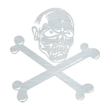 Samolepicí dekorace na vozidlo Head pravá zkřížené kosti s lebkou (61 - škrábaný hliník) SAMOLEPKA NA AUTO, NÁLEPKA, FÓLIE, POLEP, TUNING, VLASTNÍ TEXT, TISK, AUTOSAMOLEPKY.cz, POLEPY, OBRÁZEK, LOGO, 3D STICKERS