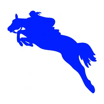 Samolepící dekorace Kůň 084 levá s jezdkyní (19 - modrá dynamic) SAMOLEPKA NA AUTO, NÁLEPKA, FÓLIE, POLEP, TUNING, VLASTNÍ TEXT, TISK, AUTOSAMOLEPKY.cz, POLEPY, OBRÁZEK, LOGO, 3D STICKERS