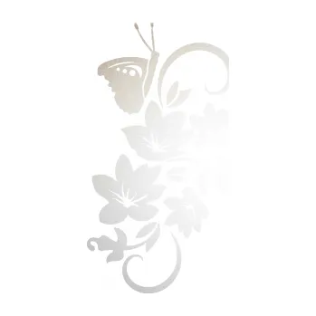 Samolepící dekorace SAMOLEPKA Květina dekor 005 pravá s motýlkem (82 - odrazková reflexní bílá) NA AUTO, NÁLEPKA, FÓLIE, POLEP, TUNING, VLASTNÍ TEXT, TISK, AUTOSAMOLEPKY.cz, POLEPY, OBRÁZEK, LOGO, SAMOLEPKY