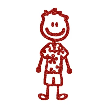 samolepka Cartoon family mladík Hawaii (86 - Ultra Metalic červená) SAMOLEPKA NA AUTO, NÁLEPKA, FÓLIE, POLEP, TUNING, VLASTNÍ TEXT, TISK, AUTOSAMOLEPKY.cz, POLEPY, OBRÁZEK, LOGO, 3D STICKERS