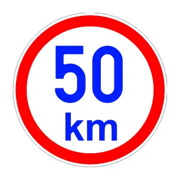 samolepka Maximální rychlost 50km - nejvyšší konstrukční rychlost (19 - modrá dynamic) SAMOLEPKA NA AUTO, NÁLEPKA, FÓLIE, POLEP, TUNING, VLASTNÍ TEXT, TISK, AUTOSAMOLEPKY.cz, POLEPY, OBRÁZEK, LOGO, 3D STICKERS