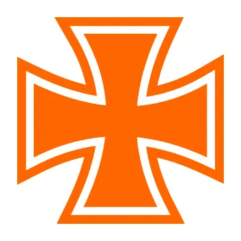 samolepka Maltézský kříž 001 (73 - Fluorescentní oranžová) SAMOLEPKA NA AUTO, NÁLEPKA, FÓLIE, POLEP, TUNING, VLASTNÍ TEXT, TISK, AUTOSAMOLEPKY.cz, POLEPY, OBRÁZEK, LOGO, 3D STICKERS