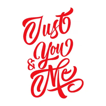 Polep vozidla SAMOLEPKA Just you & my nápis (10 - červená) NA AUTO, NÁLEPKA, FÓLIE, POLEP, TUNING, VLASTNÍ TEXT, TISK, AUTOSAMOLEPKY.cz, POLEPY, OBRÁZEK, LOGO, SAMOLEPKY