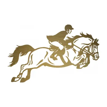 Samolepící dekorace SAMOLEPKA Kůň 059 pravá jezdec na koni parkur (64 - škrábaný kov zlatý) NA AUTO, NÁLEPKA, FÓLIE, POLEP, TUNING, VLASTNÍ TEXT, TISK, AUTOSAMOLEPKY.cz, POLEPY, OBRÁZEK, LOGO, SAMOLEPKY
