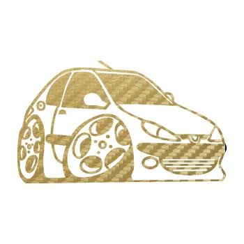 Polep vozidla SAMOLEPKA Peugeot 206 karikatura pravá (59 - 3D karbon zlatý) NA AUTO, NÁLEPKA, FÓLIE, POLEP, TUNING, VLASTNÍ TEXT, TISK, AUTOSAMOLEPKY.cz, POLEPY, OBRÁZEK, LOGO, SAMOLEPKY