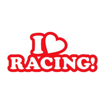 Polep vozidla SAMOLEPKA I love racing nápis (10 - červená) NA AUTO, NÁLEPKA, FÓLIE, POLEP, TUNING, VLASTNÍ TEXT, TISK, AUTOSAMOLEPKY.cz, POLEPY, OBRÁZEK, LOGO, SAMOLEPKY