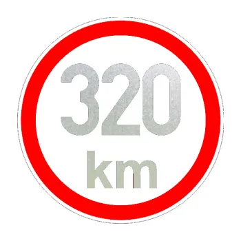 samolepka Maximální rychlost 320km - nejvyšší konstrukční rychlost (60 - pískované sklo) SAMOLEPKA NA AUTO, NÁLEPKA, FÓLIE, POLEP, TUNING, VLASTNÍ TEXT, TISK, AUTOSAMOLEPKY.cz, POLEPY, OBRÁZEK, LOGO, 3D STICKERS