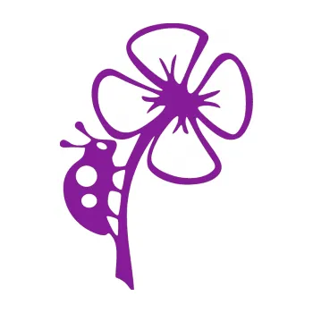 Samolepící dekorace Beruška na lístečku pravá (14 - fialová) SAMOLEPKA NA AUTO, NÁLEPKA, FÓLIE, POLEP, TUNING, VLASTNÍ TEXT, TISK, AUTOSAMOLEPKY.cz, POLEPY, OBRÁZEK, LOGO, 3D STICKERS