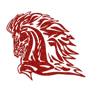 Samolepicí dekorace na vozidlo Animal flames 101 levá kůň (86 - Ultra Metalic červená) SAMOLEPKA NA AUTO, NÁLEPKA, FÓLIE, POLEP, TUNING, VLASTNÍ TEXT, TISK, AUTOSAMOLEPKY.cz, POLEPY, OBRÁZEK, LOGO, 3D STICKERS