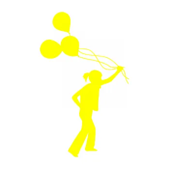 samolepka Děti silueta 006 pravá holka s balónky (05 - žlutá citron) SAMOLEPKA NA AUTO, NÁLEPKA, FÓLIE, POLEP, TUNING, VLASTNÍ TEXT, TISK, AUTOSAMOLEPKY.cz, POLEPY, OBRÁZEK, LOGO, 3D STICKERS