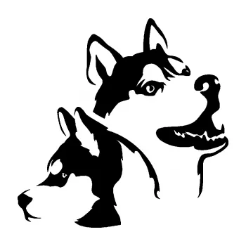 Polep vozidla Pes 117 pravá husky (01 - černá) SAMOLEPKA NA AUTO, NÁLEPKA, FÓLIE, POLEP, TUNING, VLASTNÍ TEXT, TISK, AUTOSAMOLEPKY.cz, POLEPY, OBRÁZEK, LOGO, 3D STICKERS