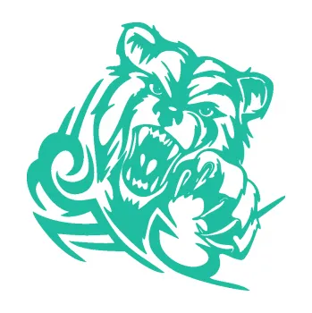 Samolepící dekorace Medvěd 006 pravá tribal bear (25 - tyrkysová) SAMOLEPKA NA AUTO, NÁLEPKA, FÓLIE, POLEP, TUNING, VLASTNÍ TEXT, TISK, AUTOSAMOLEPKY.cz, POLEPY, OBRÁZEK, LOGO, 3D STICKERS