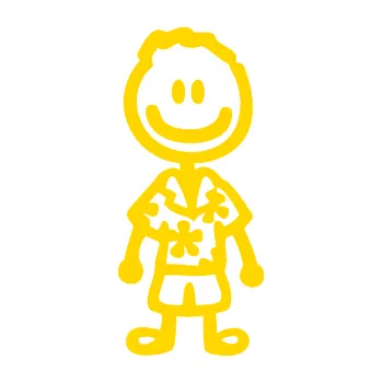 samolepka Cartoon family kluk Hawaii (13 - jasně žlutá) SAMOLEPKA NA AUTO, NÁLEPKA, FÓLIE, POLEP, TUNING, VLASTNÍ TEXT, TISK, AUTOSAMOLEPKY.cz, POLEPY, OBRÁZEK, LOGO, 3D STICKERS