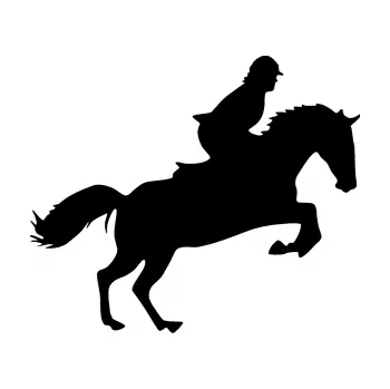 Samolepící dekorace SAMOLEPKA Kůň 014 pravá skok s jezdcem (01 - černá) NA AUTO, NÁLEPKA, FÓLIE, POLEP, TUNING, VLASTNÍ TEXT, TISK, AUTOSAMOLEPKY.cz, POLEPY, OBRÁZEK, LOGO, SAMOLEPKY