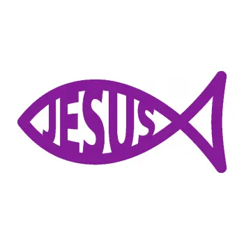 samolepka Jesus rybička 003 křesťanský symbol (14 - fialová) SAMOLEPKA NA AUTO, NÁLEPKA, FÓLIE, POLEP, TUNING, VLASTNÍ TEXT, TISK, AUTOSAMOLEPKY.cz, POLEPY, OBRÁZEK, LOGO, 3D STICKERS