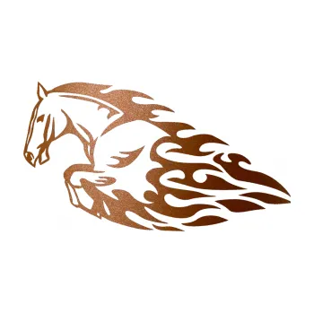 Samolepicí dekorace na vozidlo Animal flames 008 levá kůň (44 - měděná metalíza) SAMOLEPKA NA AUTO, NÁLEPKA, FÓLIE, POLEP, TUNING, VLASTNÍ TEXT, TISK, AUTOSAMOLEPKY.cz, POLEPY, OBRÁZEK, LOGO, 3D STICKERS