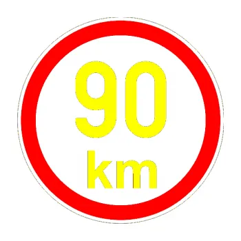 samolepka Maximální rychlost 90km - nejvyšší konstrukční rychlost (05 - žlutá citron) SAMOLEPKA NA AUTO, NÁLEPKA, FÓLIE, POLEP, TUNING, VLASTNÍ TEXT, TISK, AUTOSAMOLEPKY.cz, POLEPY, OBRÁZEK, LOGO, 3D STICKERS