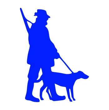 Samolepící dekorace SAMOLEPKA Myslivec 002 pravá (19 - modrá dynamic) NA AUTO, NÁLEPKA, FÓLIE, POLEP, TUNING, VLASTNÍ TEXT, TISK, AUTOSAMOLEPKY.cz, POLEPY, OBRÁZEK, LOGO, SAMOLEPKY