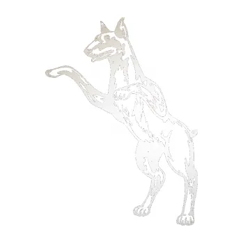 Polep vozidla SAMOLEPKA Pes 028 levá (82 - odrazková reflexní bílá) NA AUTO, NÁLEPKA, FÓLIE, POLEP, TUNING, VLASTNÍ TEXT, TISK, AUTOSAMOLEPKY.cz, POLEPY, OBRÁZEK, LOGO, SAMOLEPKY