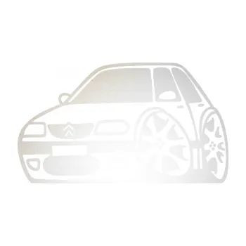 Polep vozidla SAMOLEPKA Citroen saxo karikatura levá (82 - odrazková reflexní bílá) NA AUTO, NÁLEPKA, FÓLIE, POLEP, TUNING, VLASTNÍ TEXT, TISK, AUTOSAMOLEPKY.cz, POLEPY, OBRÁZEK, LOGO, SAMOLEPKY