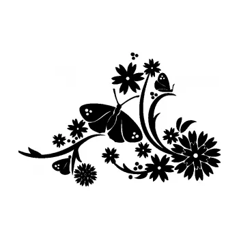 Samolepící dekorace SAMOLEPKA Květina dekor 007 pravá motýl s květy (01 - černá) NA AUTO, NÁLEPKA, FÓLIE, POLEP, TUNING, VLASTNÍ TEXT, TISK, AUTOSAMOLEPKY.cz, POLEPY, OBRÁZEK, LOGO, SAMOLEPKY