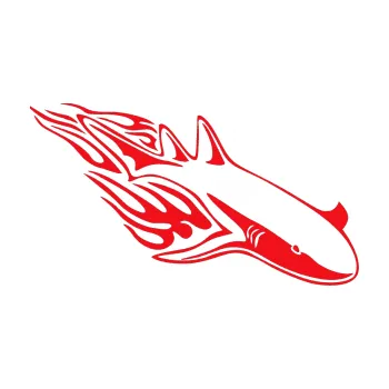 Samolepicí dekorace na vozidlo Animal flames 048 pravá žralok (10 - červená) SAMOLEPKA NA AUTO, NÁLEPKA, FÓLIE, POLEP, TUNING, VLASTNÍ TEXT, TISK, AUTOSAMOLEPKY.cz, POLEPY, OBRÁZEK, LOGO, 3D STICKERS