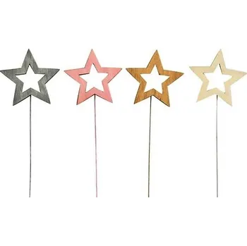 Vánoční dekorace Dřevěná hvězda 8 cm + drátek 4028