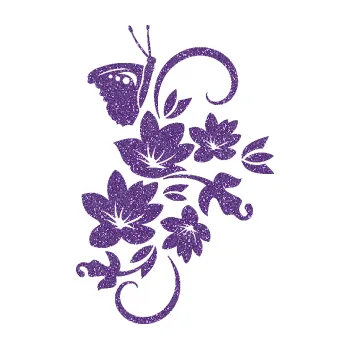 Samolepící dekorace SAMOLEPKA Květina dekor 005 pravá s motýlkem (87 - Ultra Metalic fialová) NA AUTO, NÁLEPKA, FÓLIE, POLEP, TUNING, VLASTNÍ TEXT, TISK, AUTOSAMOLEPKY.cz, POLEPY, OBRÁZEK, LOGO, SAMOLEPKY