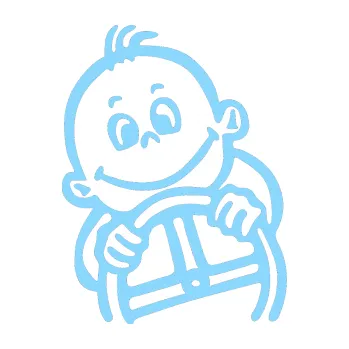 Samolepicí dekorace na vozidlo Dítě v autě 009 pravá kluk s volantem (03 - světle modrá) SAMOLEPKA NA AUTO, NÁLEPKA, FÓLIE, POLEP, TUNING, VLASTNÍ TEXT, TISK, AUTOSAMOLEPKY.cz, POLEPY, OBRÁZEK, LOGO, 3D STICKERS