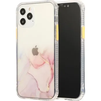 Pouzdro na mobilní telefon Mramorovaný kryt odolný proti poškrábání pro iPhone 12 / 12 Pro - růžový