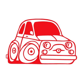 Polep vozidla SAMOLEPKA Fiat 500 karikatura pravá (10 - červená) NA AUTO, NÁLEPKA, FÓLIE, POLEP, TUNING, VLASTNÍ TEXT, TISK, AUTOSAMOLEPKY.cz, POLEPY, OBRÁZEK, LOGO, SAMOLEPKY