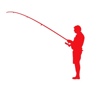 Polep vozidla SAMOLEPKA Rybář 008 levá (10 - červená) NA AUTO, NÁLEPKA, FÓLIE, POLEP, TUNING, VLASTNÍ TEXT, TISK, AUTOSAMOLEPKY.cz, POLEPY, OBRÁZEK, LOGO, SAMOLEPKY