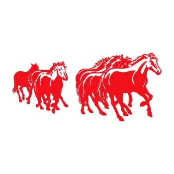 Samolepící dekorace SAMOLEPKA Koníci 005 stádo pravá (10 - červená) NA AUTO, NÁLEPKA, FÓLIE, POLEP, TUNING, VLASTNÍ TEXT, TISK, AUTOSAMOLEPKY.cz, POLEPY, OBRÁZEK, LOGO, SAMOLEPKY