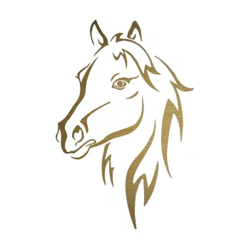 Samolepící dekorace Kůň 030 levá (64 - škrábaný kov zlatý) SAMOLEPKA NA AUTO, NÁLEPKA, FÓLIE, POLEP, TUNING, VLASTNÍ TEXT, TISK, AUTOSAMOLEPKY.cz, POLEPY, OBRÁZEK, LOGO, 3D STICKERS