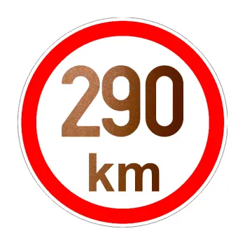 samolepka Maximální rychlost 290km - nejvyšší konstrukční rychlost (44 - měděná metalíza) SAMOLEPKA NA AUTO, NÁLEPKA, FÓLIE, POLEP, TUNING, VLASTNÍ TEXT, TISK, AUTOSAMOLEPKY.cz, POLEPY, OBRÁZEK, LOGO, 3D STICKERS