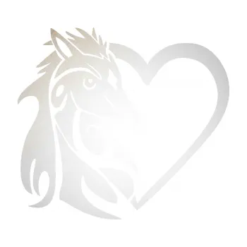 Samolepící dekorace SAMOLEPKA Koník love 001 levá hříbátko v srdíčku (82 - odrazková reflexní bílá) NA AUTO, NÁLEPKA, FÓLIE, POLEP, TUNING, VLASTNÍ TEXT, TISK, AUTOSAMOLEPKY.cz, POLEPY, OBRÁZEK, LOGO, SAMOLEPKY