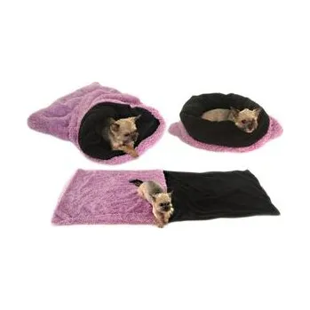 Pelíšek pro psa Marysa spací pytel Delux XL 60 x 75 cm 3 v 1 fialová / černá