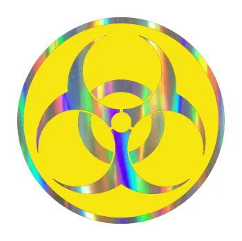 samolepka Biohazard barevný (93 - Holografická) SAMOLEPKA NA AUTO, NÁLEPKA, FÓLIE, POLEP, TUNING, VLASTNÍ TEXT, TISK, AUTOSAMOLEPKY.cz, POLEPY, OBRÁZEK, LOGO, 3D STICKERS