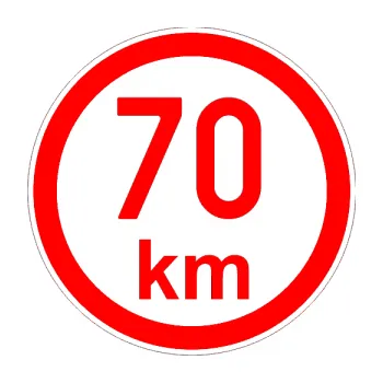 samolepka Maximální rychlost 70km - nejvyšší konstrukční rychlost (74 - Fluorescentní červená) SAMOLEPKA NA AUTO, NÁLEPKA, FÓLIE, POLEP, TUNING, VLASTNÍ TEXT, TISK, AUTOSAMOLEPKY.cz, POLEPY, OBRÁZEK, LOGO, 3D STICKERS