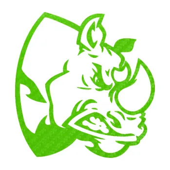 Samolepící dekorace SAMOLEPKA Nosorožec 001 pravá (58 - 3D karbon zelený kawasaki) NA AUTO, NÁLEPKA, FÓLIE, POLEP, TUNING, VLASTNÍ TEXT, TISK, AUTOSAMOLEPKY.cz, POLEPY, OBRÁZEK, LOGO, SAMOLEPKY