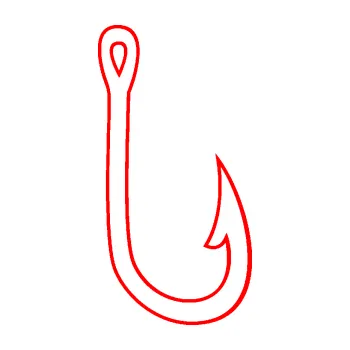 Polep vozidla SAMOLEPKA Háček na ryby 002 pravá (74 - Fluorescentní červená) NA AUTO, NÁLEPKA, FÓLIE, POLEP, TUNING, VLASTNÍ TEXT, TISK, AUTOSAMOLEPKY.cz, POLEPY, OBRÁZEK, LOGO, SAMOLEPKY