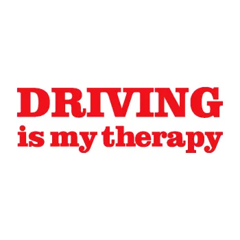Polep vozidla SAMOLEPKA Driving is my therapy nápis (10 - červená) NA AUTO, NÁLEPKA, FÓLIE, POLEP, TUNING, VLASTNÍ TEXT, TISK, AUTOSAMOLEPKY.cz, POLEPY, OBRÁZEK, LOGO, SAMOLEPKY