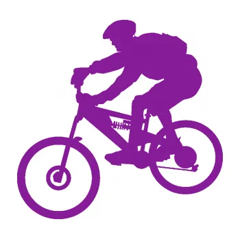 Polep vozidla SAMOLEPKA Cyklista 009 levá horské kolo (14 - fialová) NA AUTO, NÁLEPKA, FÓLIE, POLEP, TUNING, VLASTNÍ TEXT, TISK, AUTOSAMOLEPKY.cz, POLEPY, OBRÁZEK, LOGO, SAMOLEPKY