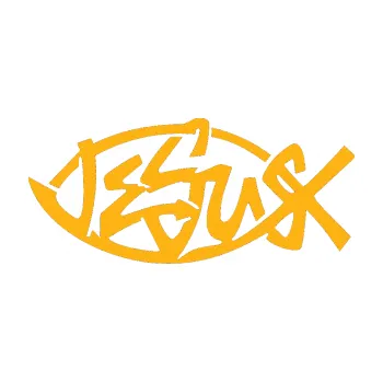samolepka Jesus rybička 001 křesťanský symbol (21 - světle oranžová) SAMOLEPKA NA AUTO, NÁLEPKA, FÓLIE, POLEP, TUNING, VLASTNÍ TEXT, TISK, AUTOSAMOLEPKY.cz, POLEPY, OBRÁZEK, LOGO, 3D STICKERS