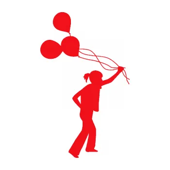 samolepka Děti silueta 006 pravá holka s balónky (10 - červená) SAMOLEPKA NA AUTO, NÁLEPKA, FÓLIE, POLEP, TUNING, VLASTNÍ TEXT, TISK, AUTOSAMOLEPKY.cz, POLEPY, OBRÁZEK, LOGO, 3D STICKERS