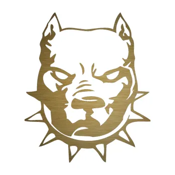 Polep vozidla SAMOLEPKA Pitbull hlava 002 pravá (64 - škrábaný kov zlatý) NA AUTO, NÁLEPKA, FÓLIE, POLEP, TUNING, VLASTNÍ TEXT, TISK, AUTOSAMOLEPKY.cz, POLEPY, OBRÁZEK, LOGO, SAMOLEPKY