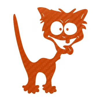Samolepicí dekorace na vozidlo Crazy cat pravá bláznivá kočka (54 - 3D karbon oranžový) SAMOLEPKA NA AUTO, NÁLEPKA, FÓLIE, POLEP, TUNING, VLASTNÍ TEXT, TISK, AUTOSAMOLEPKY.cz, POLEPY, OBRÁZEK, LOGO, 3D STICKERS
