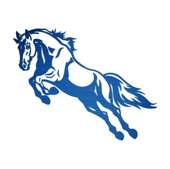 Samolepící dekorace SAMOLEPKA Kůň 050 levá ve skoku (65 - škrábaný kov modrý) NA AUTO, NÁLEPKA, FÓLIE, POLEP, TUNING, VLASTNÍ TEXT, TISK, AUTOSAMOLEPKY.cz, POLEPY, OBRÁZEK, LOGO, SAMOLEPKY